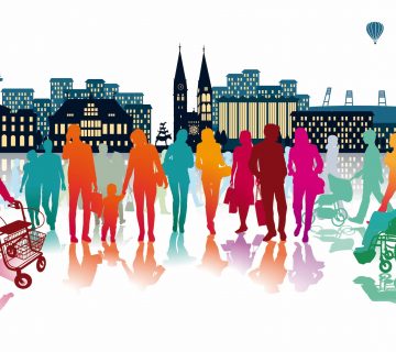 Bremer Kulisse mit bunten Personen