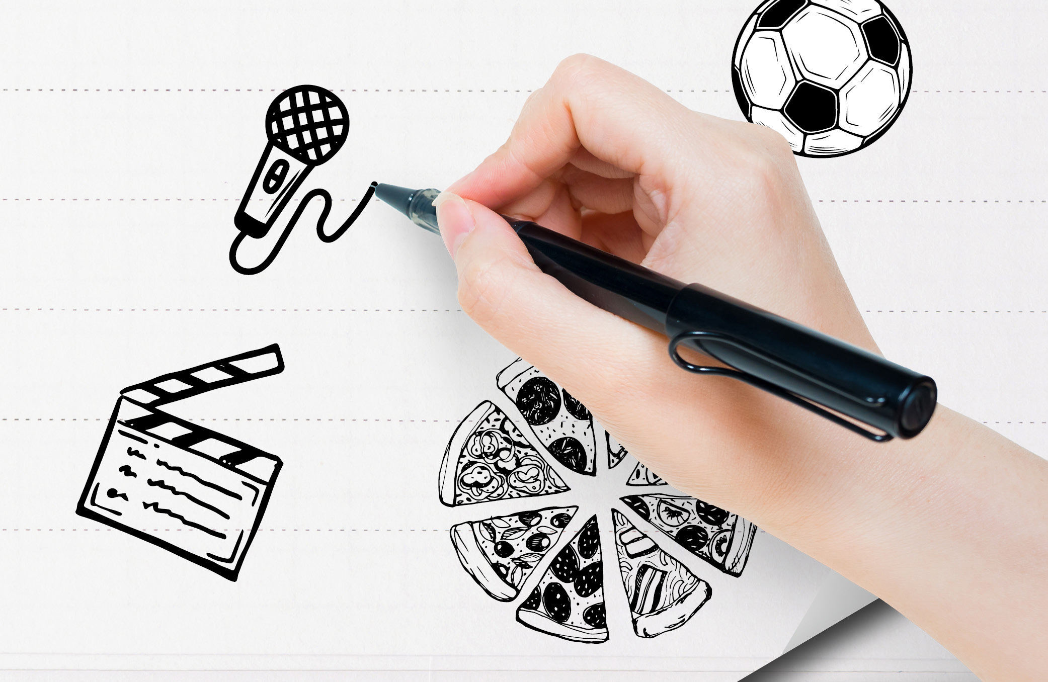 Beitragsbild_PlaneMit Man sieht eine Hand, die verschiedene Icons zeichnet.