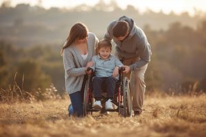 Eltern eines behinderten Kindes, Querformat