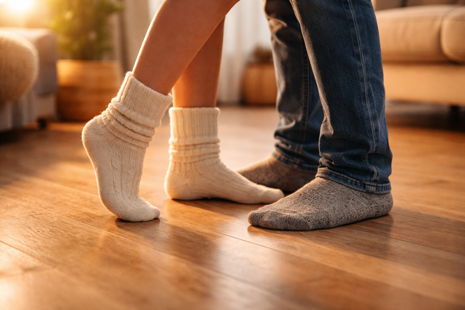 Dancing feet in sunlit warmth